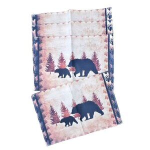 Wilderness Cabin Table Placemats Set Of 4 Brown Black Forest Bears NEW